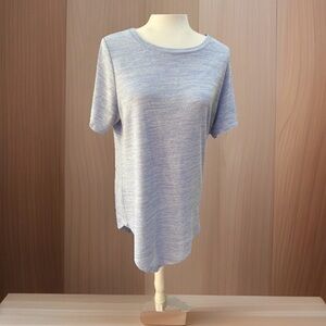 Chelsea & Theodore Short Sleeve Blue Asymmetrical Tunic Top Women’s Large